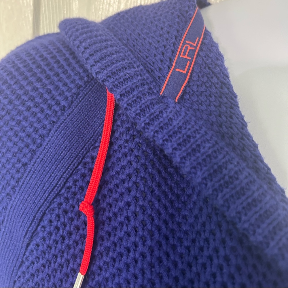 Lauren Ralph Lauren Waffle Knit 100% Cotton Hoodie Purple/Blue Size Large - Picture 9 of 16